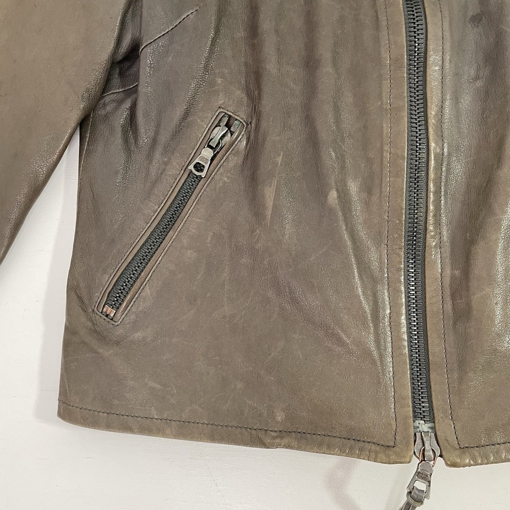 Coach Brown Leather Mid Jacket Womens Size 2 Distressed Zippers Made in Turkey - Picture 6 of 16